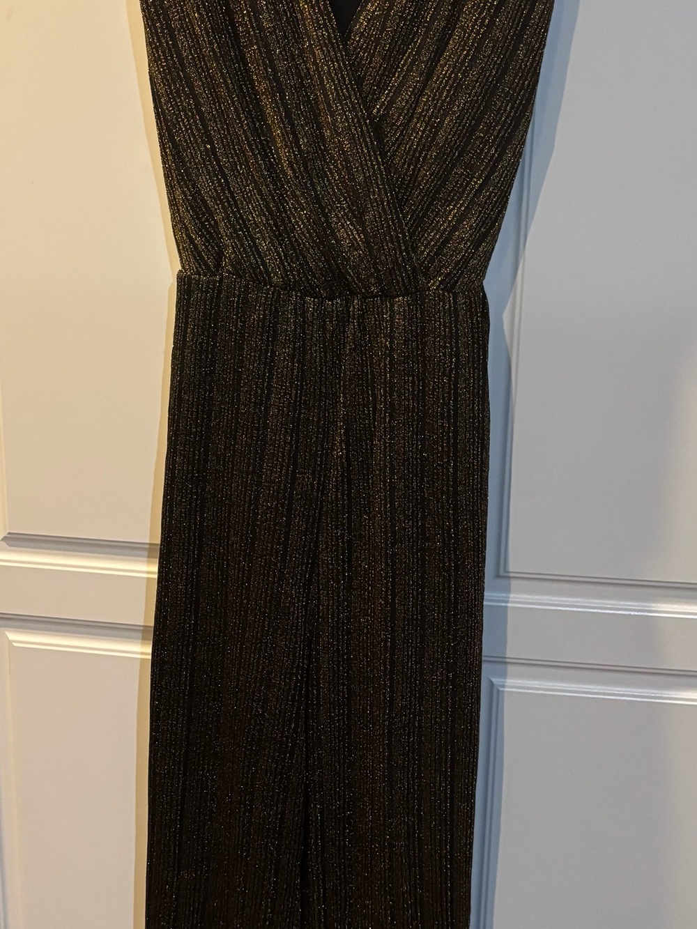 Luxology Black Metallic gold and black jumpsuit